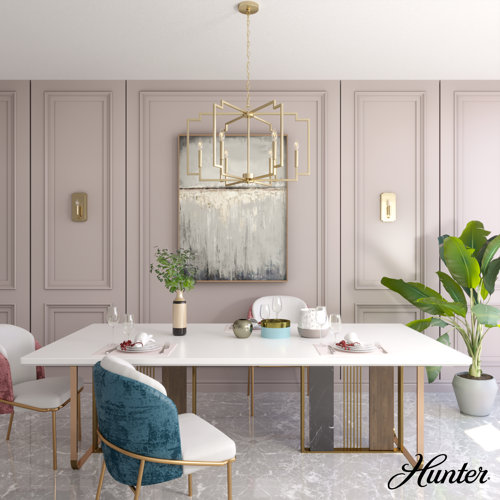 Hunter Fan Company Lampadario Zoanne 6 Luci, Oro, Per Interni, Altezza Regolabile Da 90 A 233 Cm - 5